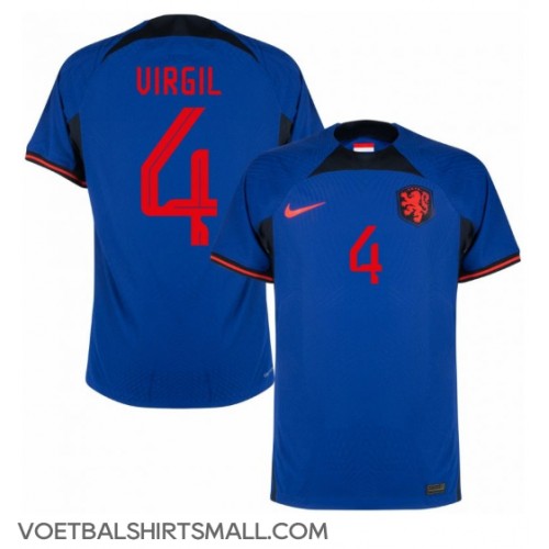 Nederland Virgil van Dijk #4 Voetbalkleding Uitshirt WK 2022 Korte Mouwen